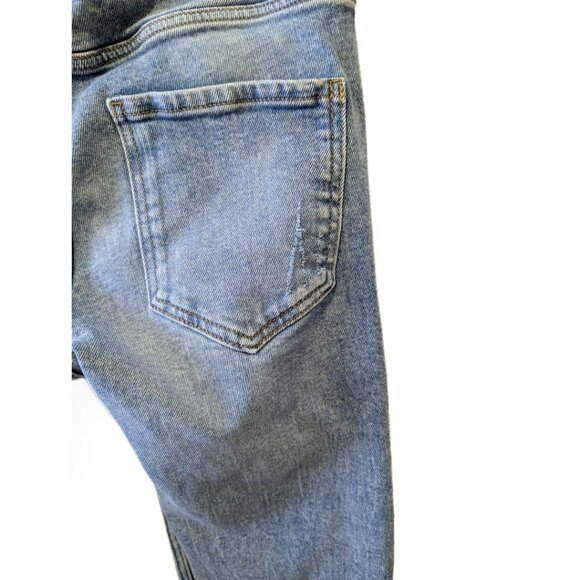 Womens Bootlegger Medium Wash Denim Blue Jeans High Waisted Distressed Size 30 - Picture 4 of 9
